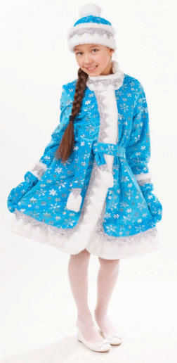 Новогодний карнавальный костюм детский Снегурочка плюш
