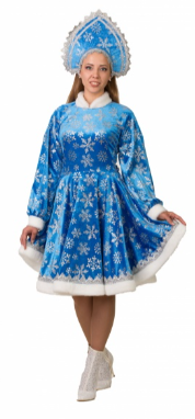 Новогодний карнавальный костюм взрослый Снегурочка Амалия голубая взр.