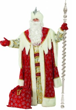 Новогодний карнавальный костюм взрослый Дед Мороз Королевский красный/синий