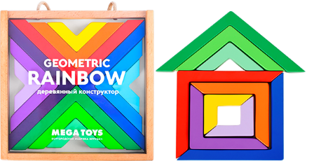 Геометрический конструктор Geometric Rainbow в деревянной коробке