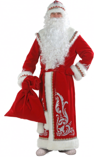 Новогодний карнавальный костюм взрослый Дед Мороз красный