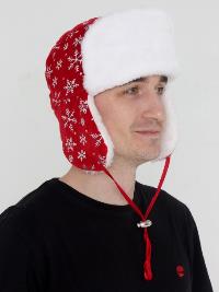 Новогодняя шапка Ушанка Дедушка Мороз звездочки