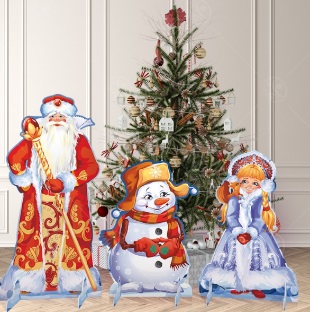 Декорация Дед Мороз Морозко, Снегурочка с белкой и снеговик
