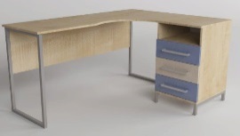 Стол учительский угловой м/к квадратная опора в стиле лофт