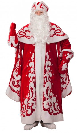 Новогодний карнавальный костюм взрослый Дед Мороз вышивной ПРЕМИУМ