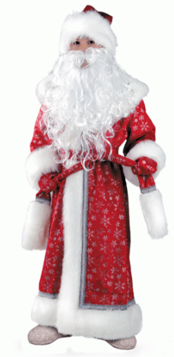 Новогодний карнавальный костюм детский Дед Мороз плюш красный