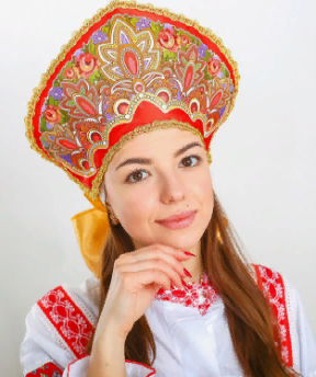 Народный костюм кокошник Павлово-Посадский узор, с цветами