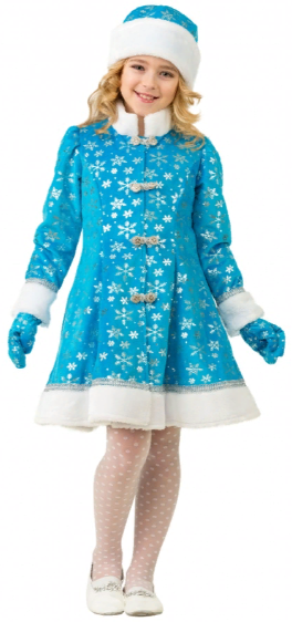 Новогодний карнавальный костюм детский Снегурочка плюш