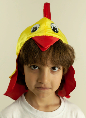 Карнавальный костюм птицы Петушок (шапочка)