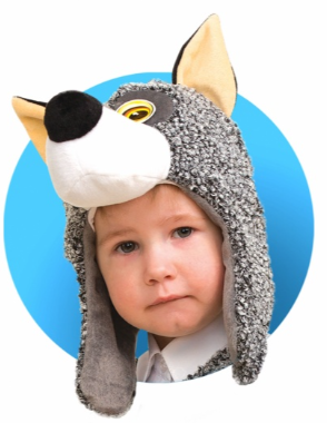 Карнавальный костюм животного Шапочка Волчонок
